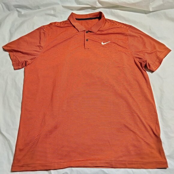 Nike Men's Dri-FIT Victory Striped Golf Polo Shirt FZ5647 809 Orange Black XXL - Picture 1 of 6